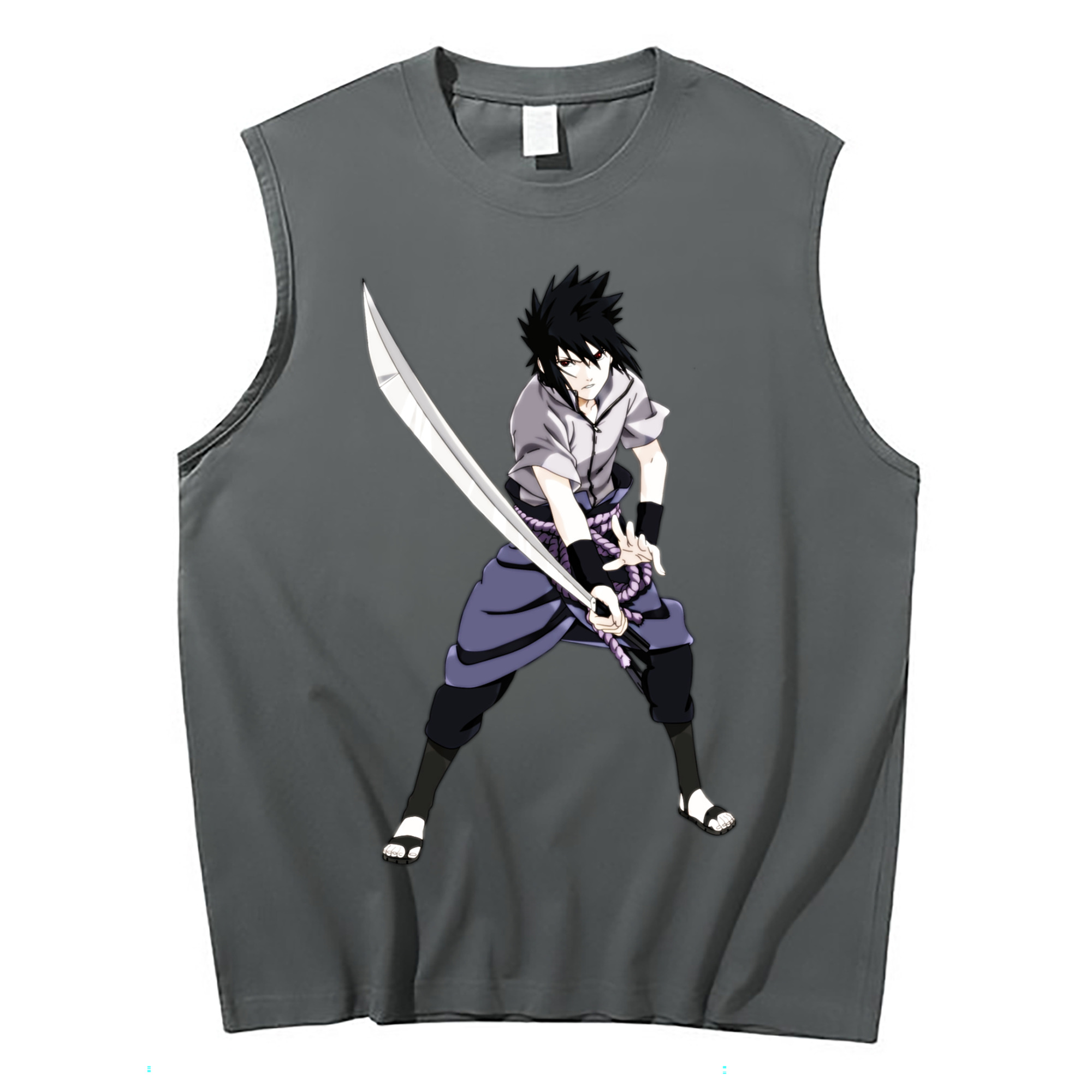 （画像用） NARUTO -ナルト- うちは サスケ Uchiha Sasuke コットン100％タンクトップ（フロントプリント）